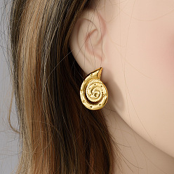 Настоящее золото 18K Стильные 304 серьги-гвоздики из нержавеющей стали, реальный 18 k позолоченный, 28x21 мм