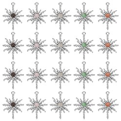 Платина Подвески кошачий глаз, со сплавочной фурнитурой, солнце, платина, 38.5x20.5x2.5 мм, отверстие : 1.6 мм, 40 шт / коробка