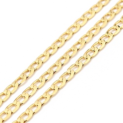 Raw(Unplated) Brass Cuban Link Chains, Soldered, Faceted, Lead Free & Cadmium Free, with Spool, Raw(Unplated), 4.6x2.8x0.5mm