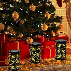 Луна Солнечные фонари уличные подвесные фонари, полый железный фонарь для наружного декора, Водонепроницаемый светодиодный декоративный садовый светильник для патио и двора, луна, 120x120x215 мм