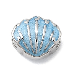 Нержавеющая Сталь Цвет 304 эмаль нержавеющей стали европейские шарики, бусины с большим отверстием, формы раковины, цвет нержавеющей стали, 11.5x13x8 мм, отверстие : 4.5 мм