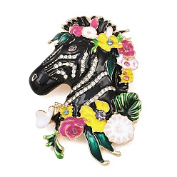 Разноцветный Эмалевый штифт, штыри отворотом сплава горного хрусталя для одежды рюкзака, лошадь, золотые, красочный, 58.5x42 мм