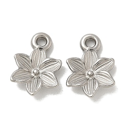 Нержавеющая Сталь Цвет Антикоррозийные 304 подвески из нержавеющей стали, цветочный шарм, цвет нержавеющей стали, 17.5x12x3 мм, отверстие : 2 мм