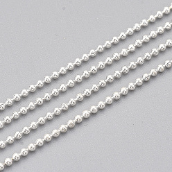 Серебро Латунные шаровые цепи, с катушкой, пайки, без кадмия, без никеля и без свинца, серебряный цвет гальваническим, 1.2 мм, Около 100 ярдов / рулон