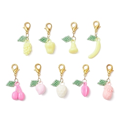 (52) Непрозрачная лаванда Подвесные украшения из акрила и стекла в виде семян фруктов, с цинковым сплавом застежками омаров коготь, разноцветные, 41.5~52.5 мм