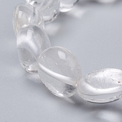Quartz Crystal Natural Quartz Crystal Stretch Beaded Bracelets, Tumbled Stone, Nuggets, 1-7/8 inch~2-1/8 inch(4.8~5.5cm), Beads: 6~15x6~11x3~11mm