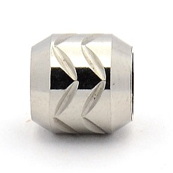 Stainless Steel Color Tarnish Resistant 201 Stainless Steel Beads, Large Hole Column Beads, Stainless Steel Color, 10x10mm, Hole: 6mm