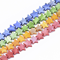 (52) Непрозрачная лаванда Пресноводных оболочки бисер нитей, окрашенные, звезда, разноцветные, 12x12.5x3 мм, отверстие : 1 мм, около 35 шт / нитка, 15.55 дюйм (39.5 см)