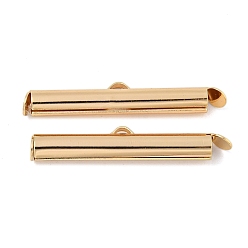Настоящее золото 18K Латунь слайдов на концевых бюгельных труб, торцевые крышки слайдера, без кадмия, без никеля и без свинца, с подвесными поручительств, реальный 18 k позолоченный, 6x29x4 мм, отверстие : 1 мм, внутренний диаметр: 3 мм