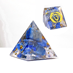 Ляпис-Лазурь Чакра ювелирные изделия йога, оргонитовая пирамида, фигурки из смолы, с натуральными чипсами из лазурита внутри статуй для украшения домашнего офиса, 20 мм