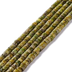 Pyrite Supports de perles de pyrite naturelle, teint, perles heishi, Plat rond / disque, 4x2mm, Trou: 0.8mm, Environ 159 pcs/chapelet, 15.94 pouce (40.5 cm)