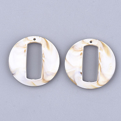 Linen Acrylic Pendants, Imitation Gemstone Style, Flat Round, Linen, 39x39.5x7mm, Hole: 1.5mm, about 112pcs/500g