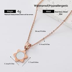 Oro Rosa 304 Collares con colgante de resina y acero inoxidable para mujer, blanco, oro rosa, 19.69 pulgada (50 cm)