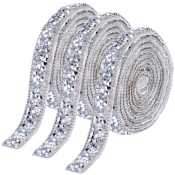 Серебро Отделка бусинами из смоляных стразов, Лента для исправления утюгом с клейкой обратной стороной, для поделок искусства, шитье, серебряные, 10x2.5 мм