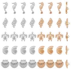 Mixed Shapes 40Pcs 10 Styles 1-Hole Alloy Shank Buttons, Mixed Shapes, 18~22x1.05~18mm, 4pcs/style