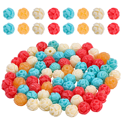 (52) Непрозрачная лаванда 120 шт. 4 цвета синтетические коралловые резные бусины, окрашенные, цветок, разноцветные, 6 мм, отверстие : 1.2 мм, 30 шт / цвет