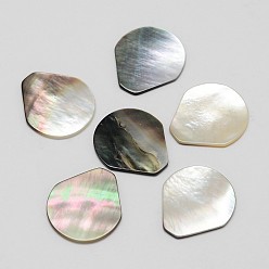 Ivoire Larme lèvres noir cabochons shell, blanc crème, 19x17x1mm