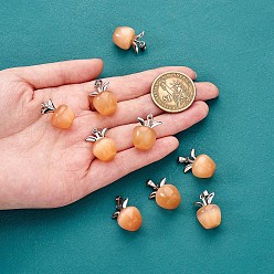 Оранжевый 10 шт яблочный драгоценный камень подвеска кристалл кварц исцеление подвески из натурального камня розовая серебряная пряжка для ювелирных изделий ожерелье серьги изготовление ремесел, оранжевые, 20.5x14.8 мм, отверстие : 3 мм