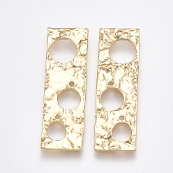 Real 18K Gold Plated Brass Chandelier Components Links, Hammered, Rectangle, Nickel Free, Real 18K Gold Plated, 36.5x11.5x1.5mm, Hole: 1mm