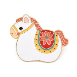 Белый Булавки с конской эмалью, булавки для лацканов из сплава для одежды рюкзака, золотой свет, белые, 25x32 мм