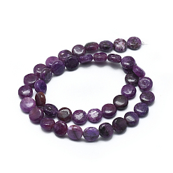 Lepidolite Natural Lepidolite/Purple Mica Stone Beads Strands, Spodumene Beads, Flat Round, 10x4.5~5mm, Hole: 0.8mm, about 41pcs/strand, 15.7 inch(40cm)