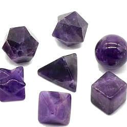 Amethyst Natural Amethyst Mixed Shape Figurines Statues for Home Desk Decorations, 15~24mm, 7pcs/set