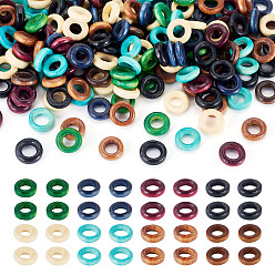 Mixed Color 200Pcs Wood European Beads, for Hair Styling Tools, Dreadlock Decorative Ring, Mixed Color, 12x4mm, Hole: 7mm