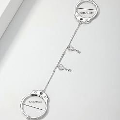 Platine Bagues doubles en laiton serties de micro-pavés de zirconiums cubiques pour femmes, clé, platine, Taille américaine 4 1/4(15mm)~16mm