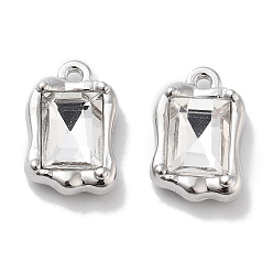 Платина Подвески со стразами из сплава для крепления в стойку, без свинца, без кадмии и без никеля, прямоугольные, прозрачные, платина, 14x9x5 мм, отверстие : 1.2 мм