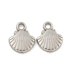 Нержавеющая Сталь Цвет Не тускнеющие 304 подвески из нержавеющей стали, подвески в форме ракушек, цвет нержавеющей стали, 13x10.5x2 мм, отверстие : 2 мм
