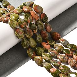 Унакит Природные Unakite бисер нитей, слеза, 13.5~14x10~10.5x5 мм, отверстие : 1 мм, около 27~28 шт / нитка, 37.3~38.3 см