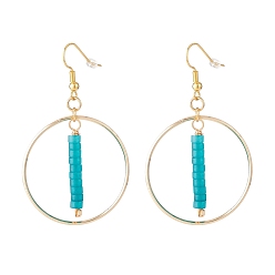 Нефрит Серьги с подвесками из натуральных нефритовых бусин для женщин, кольцо с каменными бусинами серьги-подвески с кисточками, золотые, 60 мм, штифты : 0.6 мм