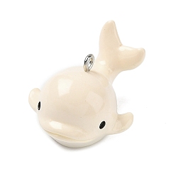 Whale Подвески из непрозрачной смолы с морской тематикой, с платиново-железными петлями, кит, 19.5x33x24.5 мм, отверстие : 2 мм
