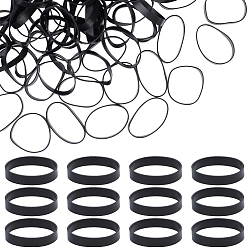 Черный 100шт. силиконовых кабельных стяжек, для наушников-вкладышей, телефонов, управления накруткой проводов, чёрные, 5.5x27.5 мм, внутренний диаметр: 26 мм