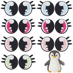 (52) Непрозрачная лаванда 24пары 4цветные полиэстеровые пришивные заплатки, аппликации из ткани, глаз, разноцветные, 30x26x2 мм, 6 пар / цвет