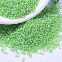 (DB1281) Matte Transparent Lime AB MIYUKI Delica Beads, Cylinder, Japanese Seed Beads, 11/0, (DB1281) Matte Transparent Lime AB, 1.3x1.6mm, Hole: 0.8mm, about 20000pcs/bag, 100g/bag