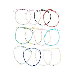 (52) Непрозрачная лаванда Регулируемый браслет miyuki из семян и смолы сглаза, плетеный из бисера для женщин, разноцветные, внутренний диаметр: 1-3/4~2-3/4 дюйм (4.4~7.1 см)
