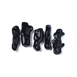 Black Acrylic Links, Imitation Gemstone Style, Two Tone Color, Nuggets, Black, 35~42x9~21x8~12mm, Hole: 2mm, about 125pcs/500g