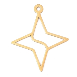 Настоящее золото 18K 201 подвески из нержавеющей стали, лазерная резка, звезда очарование, реальный 18 k позолоченный, 40x33.5x1 мм, отверстие : 2 мм