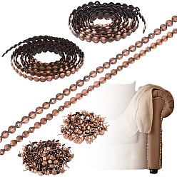 Красная Медь 11 наборы 2 стили декоративные клейкие ленты для ногтей, декоративные гвоздики, обивка, плоско-круглые, Красная медь, 9.5~11 мм