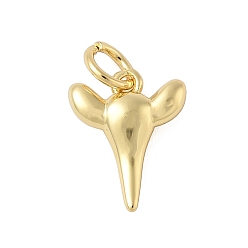 Настоящее золото 18K Латунные подвески, подвески из акульих зубов, с целью перехода в кольце, долговечный, без свинца и без кадмия, реальный 18 k позолоченный, 12.5x10x3.5 мм, отверстие : 3.5 мм