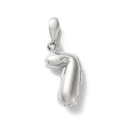 Платина Латунные подвески, числовые прелести, стойки покрытие, долговечный, без свинца и без кадмия, платина, 14x7x3.5 мм, отверстие : 4x2.5 мм