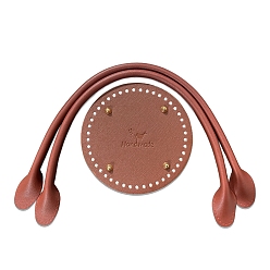 Верблюжий Pu кожа вязание крючком круглые сумки дно и ручки сумки, верблюжие, внизу: 150 мм