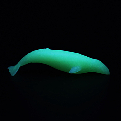 White Whale Shaped Plastic Decorations, Luminous/Glow in the Dark, for DIY Silicone Molds, White, 33x12x7mm, Box: 40x34.5x18.5mm
