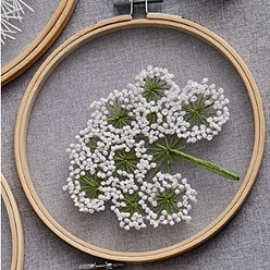 Flower DIY Transparent Fabric Embroidery Kits, with Polyurethane Elastic Fibre and Plastic Frame & Iron Needle & Colored Thread, Flower Pattern, 21x20x0.9cm, Inner Diameter: 18cm