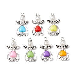 (52) Непрозрачная лаванда Подвески из искусственного жемчуга и сплава из акрила и пластика, ангел, разноцветные, 38.5x22x8 мм, отверстие : 3.5x4 мм
