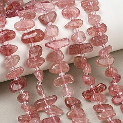 Quartz Fraise Naturel de fraise de quartz brins de perles, nuggets, 8.5~19x3.5~10x3.5~8mm, Trou: 0.8mm, Environ 43~60 pcs/chapelet, 15.75'' (40 cm)