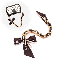 Кокосово-Коричневый Алюминиевые цепи-удлинители для сумок, с застежками из сплава и лентой-бантом, для замены ремней для мешков, кокосового коричневый, 340~400 мм