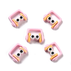 Pearl Pink Opaque Resin Cabochons, Headset, Pearl Pink, 15x19.5x6.5mm