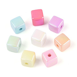 (52) Непрозрачная лаванда Непрозрачные акриловые бусины с УФ-покрытием, кубические, разноцветные, 8.5x9x9 мм, отверстие : 2.2 мм